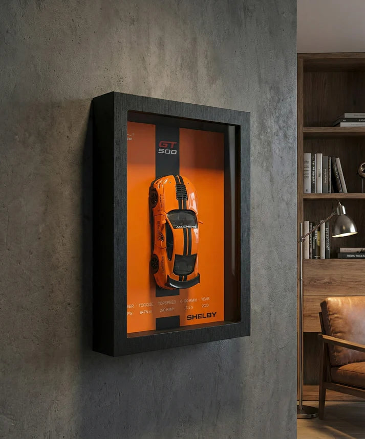 موستنج Mustang Shelby GT500 3D Shadow Box Wall Art (Orange) – 32cm x 23cm
