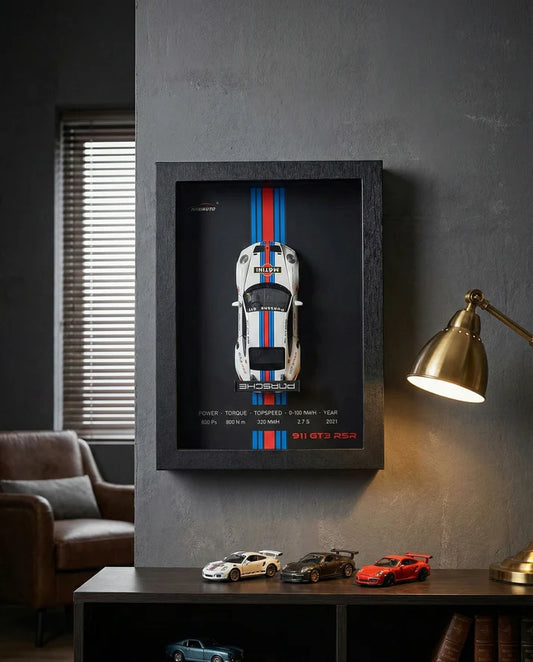 بورشCar Frame Wall Art - Porsche 911 GT3 RSR with Specs – 32cm x 23cm