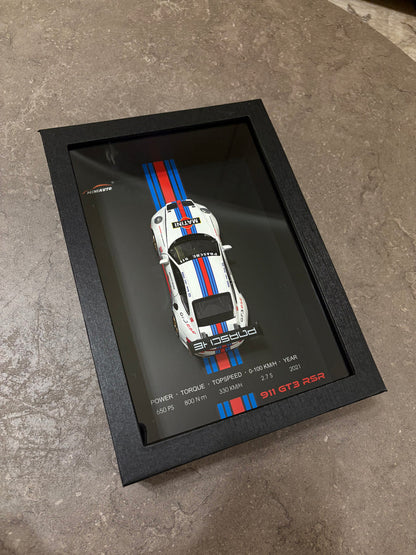 بورشCar Frame Wall Art - Porsche 911 GT3 RSR with Specs – 32cm x 23cm