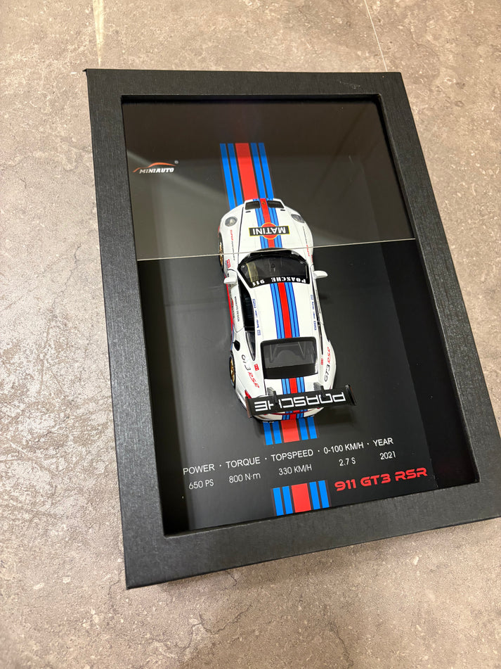 بورشCar Frame Wall Art - Porsche 911 GT3 RSR with Specs – 32cm x 23cm