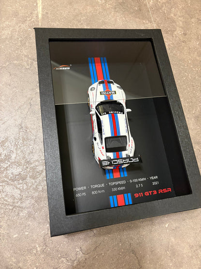 بورشCar Frame Wall Art - Porsche 911 GT3 RSR with Specs – 32cm x 23cm