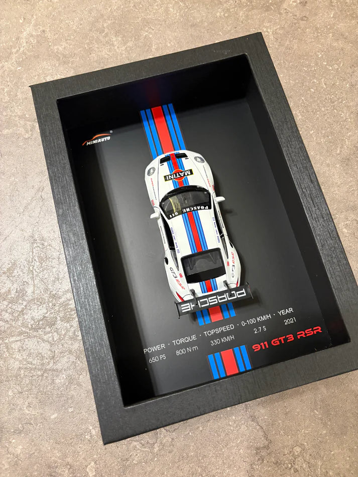 بورشCar Frame Wall Art - Porsche 911 GT3 RSR with Specs – 32cm x 23cm